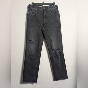 Anthropologie Pilcro Jeans Vintage Straight Black Washed Distressed Sz 28